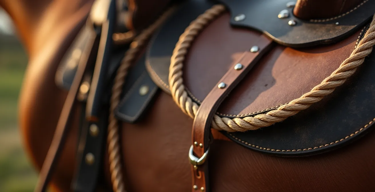 Panoramic view of Alberta ranch with cattle, cowboys on horses, and Rocky Mountain foothills
